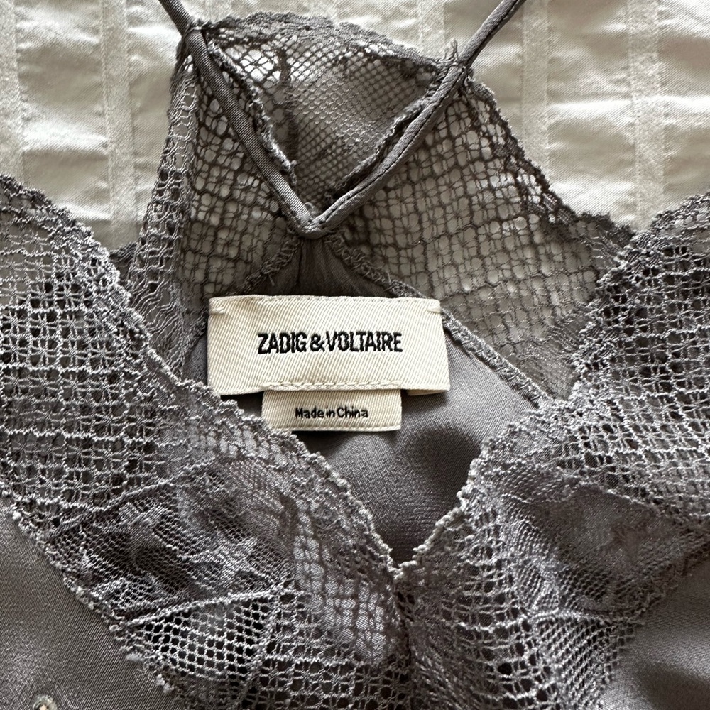 Zadig & Voltaire Holiday Sparkle!! Silver Lace Dress with Crystals! Gorgeous!